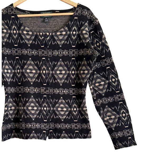 RALPH LAUREN COUNTRY Vintage Aztec Western Cowgirl Boho Rare Sweater Cardigan M - Picture 4 of 9